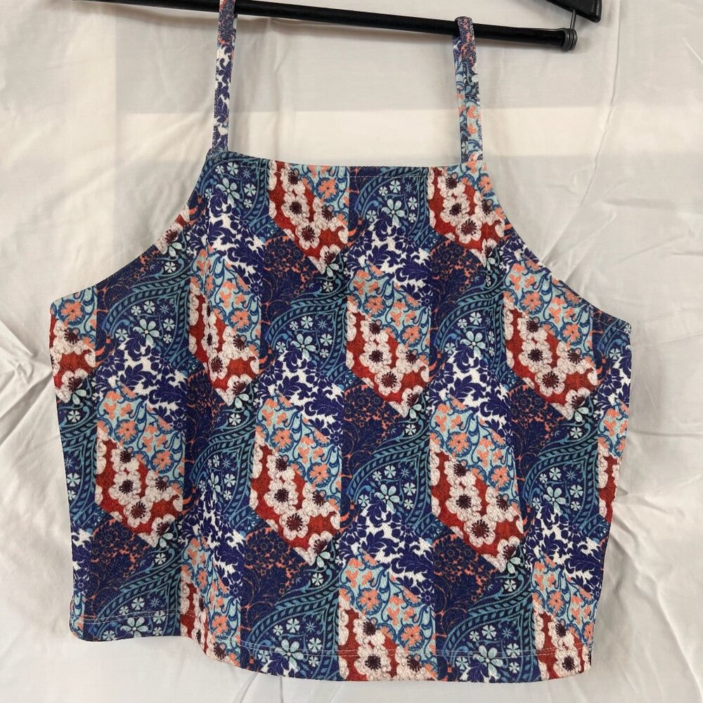 TOPSHOP Floral Mosaic Print Cropped Tank Top – US 12 (UK 16 | EUR 44)
